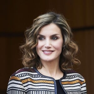 La reine Letizia d'Espagne lors du XIème séminaire international sur la langue et le journalisme à La Rioja, le 25 mai 2016.