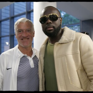 Exclusif - Didier Deschamps, Maître Gims - Les 29 joueurs de l'équipe de France de football retenus pour disputer l'Euro assistent à la projection privée du film "Camping 3" en présence d'une partie de l'équipe du film au Centre National Technique de Clairefontaine le 26 mai 2016. © Alain Guizard / Bestimage