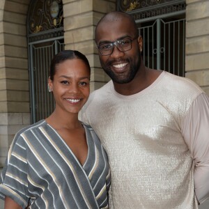 Semi-exclusif - Teddy Riner et sa compagne Luthna - Inauguration de la boutique Audemars Piguet, 15 rue Royale, et présentation de la nouvelle collection Royal Oak Yellow Gold, à Paris, le 26 mai 2016. © Rachid Bellak/Bestimage