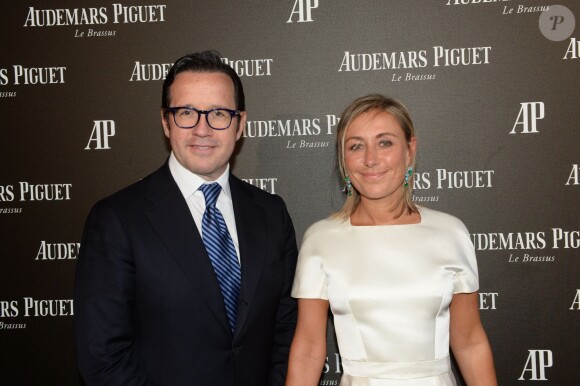 Semi-exclusif - François-Henry Bennahmias (CEO d'Audemars Piguet), Claire Duroc-Danner - Inauguration de la boutique Audemars Piguet, 15 rue Royale, et présentation de la nouvelle collection Royal Oak Yellow Gold, à Paris, le 26 mai 2016. © Rachid Bellak/Bestimage