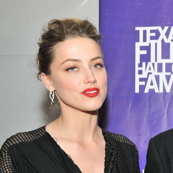 Amber Heard et son fiancé Johnny Depp - Personnalités à la cérémonie des "The Texas Film Hall of Fame Awards" à Austin, le 6 mars 2014.