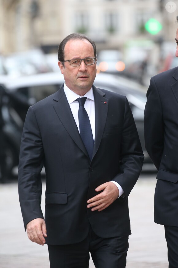 François Hollande - Obsèques de André Rousselet en la Basilique Sainte-Clotilde de Paris le 2 juin 2016.02/06/2016 - Paris