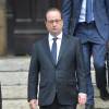 François Hollande à la sortie des obsèques de André Rousselet en la Basilique Sainte-Clotilde de Paris le 2 juin 2016.