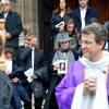 Anouchka Rousselet (la veuve d'André Rousselet) et la famille à la sortie des obsèques de André Rousselet en la Basilique Sainte-Clotilde de Paris le 2 juin 2016.02/06/2016 - Paris