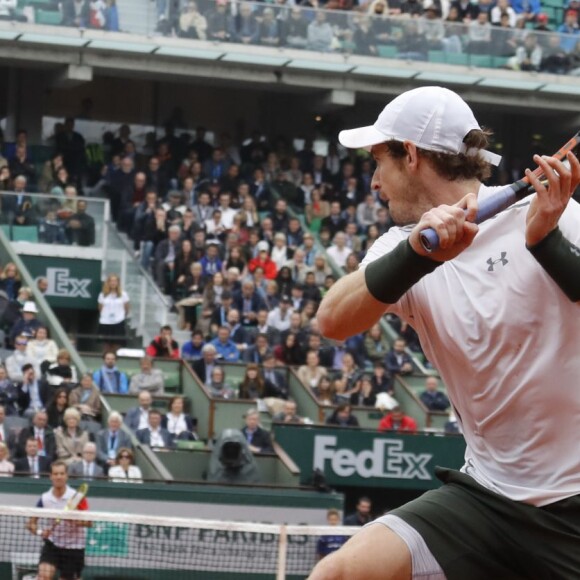 Andy Murray à Roland-Garros le 1er juin 2016, lors de sa victoire en quart de finale contre Richard Gasquet.