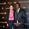 Blaise Matuidi et sa compagne assistent a l'avant-premiere du film 'Chocolat' avec l'association Cekedubonheur au Gaumont Marignan a Paris, France, le 01 Fevrier 2016.