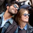 Maxim Nucci (Yodelice) et Isabelle Ithurburu en couple et très complices dans les tribunes des Internationaux de France de tennis de Roland-Garros à Paris le 24 mai 2016 © Dominique Jacovides / Bestimage