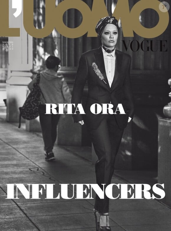 Rita Ora en couverture du numéro de mai/juin 2016 du magazine L'Uomo Vogue. Photo par Francesco Carrozzini.