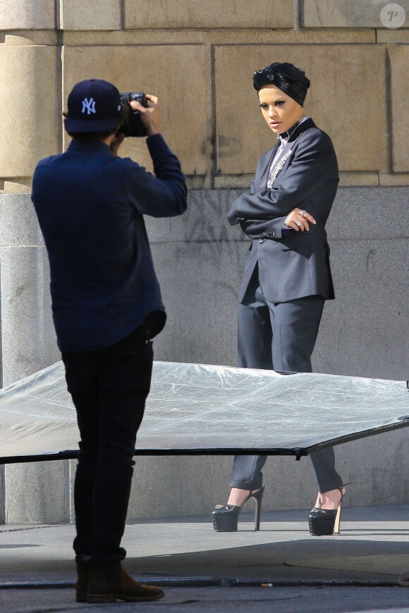 Rita Ora en shooting pour L'Uomo Vogue à Los Angeles, le 1er avril 2016.