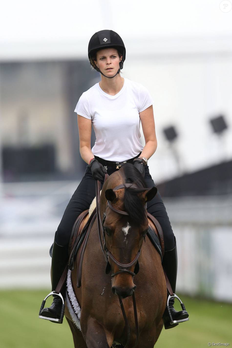 Athina Onassis à l'entraînement lors du jumping de ...