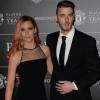 David De Gea et sa compagne la chanteuse Edurne García le 2 mai 2016 à Old trafford, Manchester, pour la cérémonie des prix des joueurs de l'année.