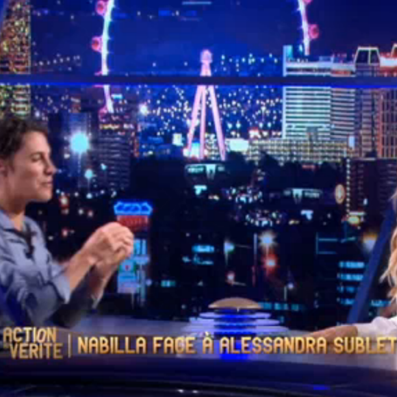 Nabilla dans "Action ou vérité" présentée par Alessandra Sublet sur TF1, le 10 juin 2016.