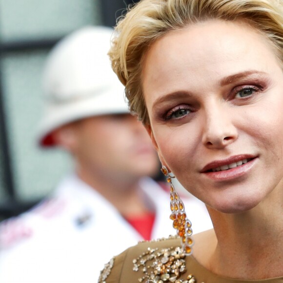 Charlene de Monaco lors du cocktail organisé le 14 juin 2016 dans la cour du palais princier en marge du 56e Festival de Télévision de Monte-Carlo. © Pool Festival TV Monaco / BestImage