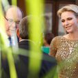 Charlene de Monaco lors du cocktail organisé le 14 juin 2016 dans la cour du palais princier en marge du 56e Festival de Télévision de Monte-Carlo. © Pool Festival TV Monaco / BestImage