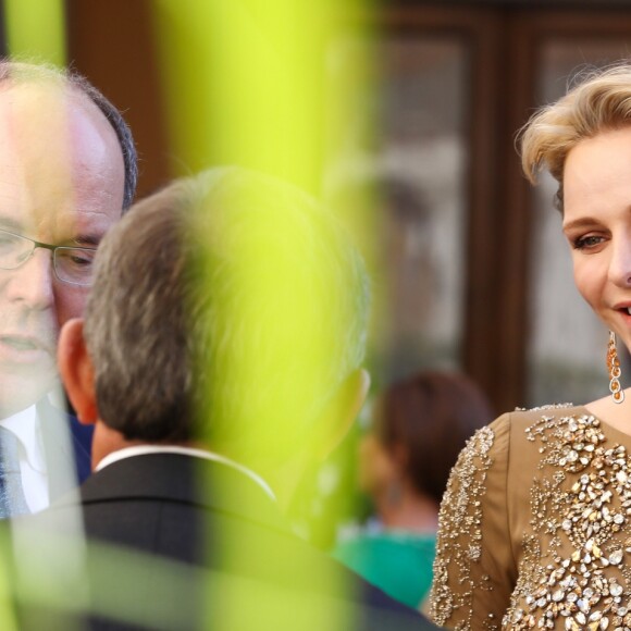 Charlene de Monaco lors du cocktail organisé le 14 juin 2016 dans la cour du palais princier en marge du 56e Festival de Télévision de Monte-Carlo. © Pool Festival TV Monaco / BestImage