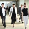 Catherine Zeta-Jones, Michael Douglas et leurs enfants Carys and Dylan à l'aéroport de New York le 14 juin 2016