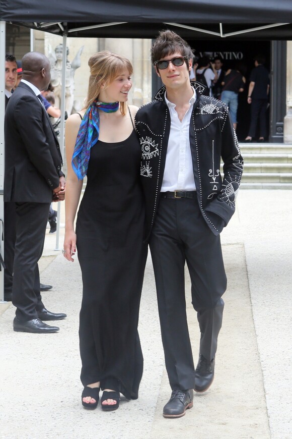 Stella Markert et Jérémy Kapone quittent l'hôtel Salomon de Rothschild à l'issue du défilé Valentino. Paris, le 22 juin 2016. © Olivier Borde/Bestimage
