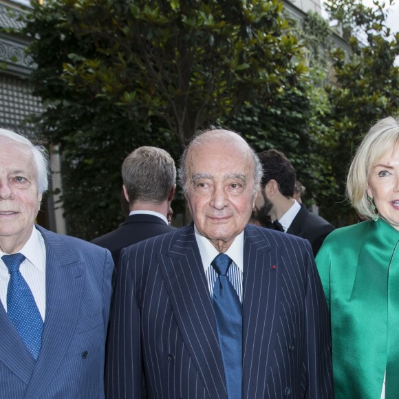 Frank Klein, PDG du Ritz, Mohamed Al-Fayed et sa femme Heini Wathén et le maire du 1er arrondissement de Paris Jean-François Legaret - Réouverture de l'hôtel Ritz et présentation de la rénovation de la colonne Vendôme à Paris le 27 juin 2016. © Olivier Borde / Bestimage