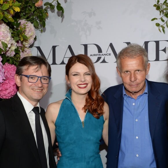 Jean-Charles Tréhan (Directeur Délégué à la Communication de Air France), Élodie Frégé, Patrick Poivre d'Arvor (PPDA) et Caroline Pois (Directrice Générale Déléguée Publicité, Promotion, Communication chez Lagardère) - Soirée Anniversaire "30 ans Air France Madame" au Ritz à Paris, France le 28 juin 2016. © Rachid Bellak/Bestimage