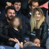 Michaël Youn, sa compagne Isabelle Funaro et leur fille Seven, Sébstien Grosjean et Richard Gasquet - People au match de football PSG-Nantes (4 à 0) au Parc des Princes le 14 mai 2016 -