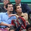 Laury Thilleman et son compagnon Juan Arbelaez dans les tribunes lors du Tournoi de Roland-Garros (les Internationaux de France de tennis) à Paris, le 29 mai 2016. © Dominique Jacovides/Bestimage