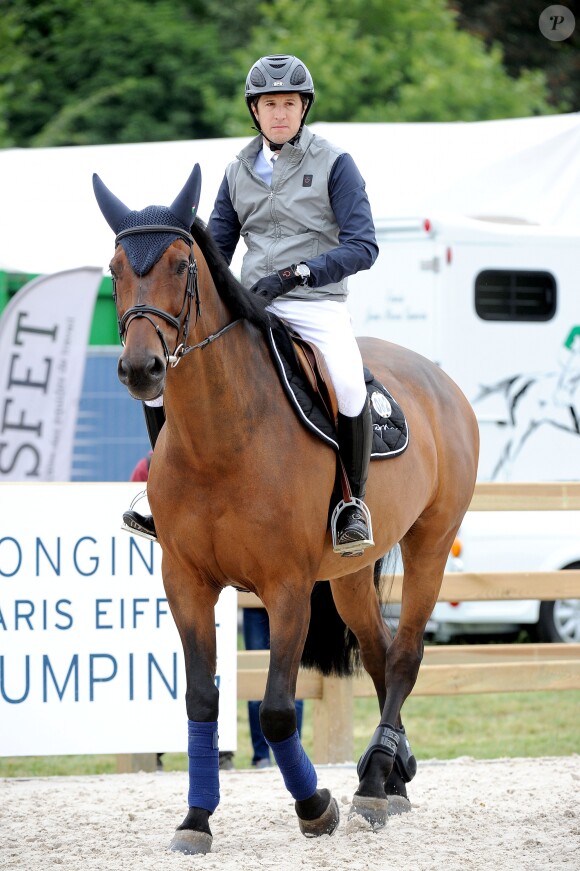 Guillaume Canet sur Pomme du Valon 83 - Longines Paris Eiffel Jumping au Bois de Boulogne à la plaine de Jeux de Bagatelle à Paris, le 1 juillet 2016. © Pierre Perusseau/Bestimage
