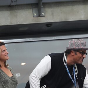 Amélie Mauresmo et son fils Aaron lors du match du quart de finale de l'UEFA Euro 2016 France-Islande au Stade de France à Saint-Denis, France le 3 juillet 2016. L'ex-championne de tennis a retrouvé la compagnie de Yannick Noah dans les gradins. © Cyril Moreau/Bestimage 