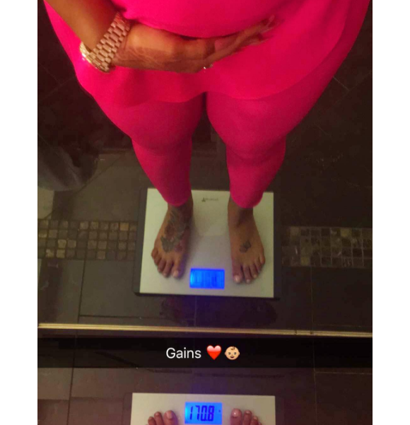 Blac Chyna enceinte a l'intention de prendre 45 kilos pour sa seconde grossesse. Photo publiée sur Instagram, le 2 juillet 2016