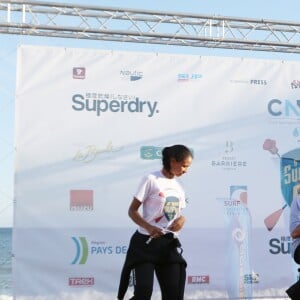 Flora Coquerel (miss France 2014) et son compagnon Ugo Ciulla à la Summer Cup 2016 à La Baule le 8 juillet 2016. La Summer Cup 2016, 6ème édition, est l'un des plus grands rassemblement de stand-Up Paddle d'Europe. © Laetitia Notarianni / Bestimage