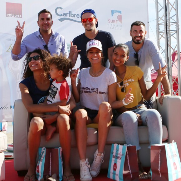 Chloé Mortaud (miss France 2009) et son compagnon Romain Thievin, Laury Thilleman (miss France 2011) et son compagnon Juan Arbelaez et Flora Coquerel (miss France 2014) et son compagnon Ugo Ciulla à la Summer Cup 2016 à La Baule le 8 juillet 2016. La Summer Cup 2016, 6ème édition, est l'un des plus grands rassemblement de stand-Up Paddle d'Europe. © Laetitia Notarianni / Bestimage