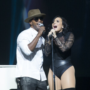 Demi Lovato et Nick Jonas invités par Jamie Foxx lors d'un concert à New York le 8 juillet 2016. © CPA/Bestimage