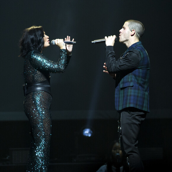 Demi Lovato et Nick Jonas invités par Jamie Foxx lors d'un concert à New York le 8 juillet 2016. © CPA/Bestimage