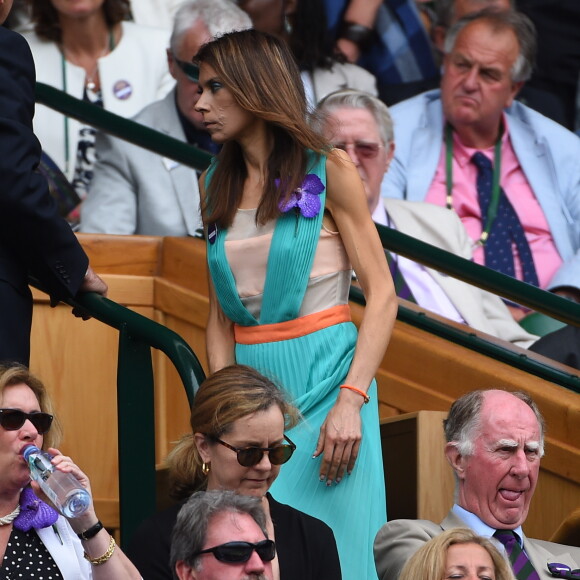 Marion Bartoli dans les tribunes de la finale entre Serena Williams et Angelique Kerber à Wimbledon le 9 juillet 2016.