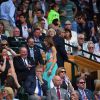 Marion Bartoli, amaigrie et malade, dans les tribunes de la finale entre Serena Williams et Angelique Kerber à Wimbledon le 9 juillet 2016.