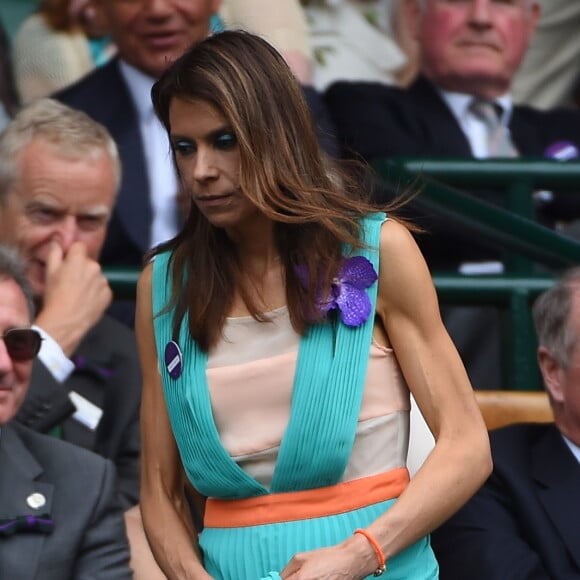 Marion Bartoli, amaigrie et malade, dans les tribunes de la finale entre Serena Williams et Angelique Kerber à Wimbledon le 9 juillet 2016.