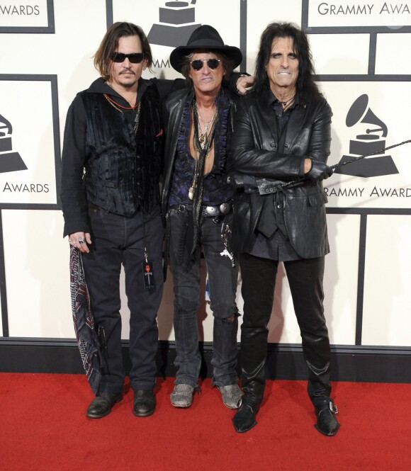 Johnny Depp, Joe Perry, Alice Cooper - La 58ème soirée annuelle des Grammy Awards au Staples Center à Los Angeles, le 15 février 2016