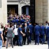 Ambiance - L'équipe de France de football quitte le palais de l'Elysée après avoir été reçue par François Hollande pour un déjeuner à Paris, le 11 juillet 2016 après leur défaite en finale de la coupe de l'UEFA Euro 2016.