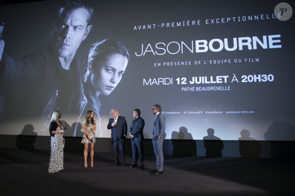 Exclusif - Alicia Vikander, Paul Greengrass, Matt Damon et Vincent Cassel - Avant première du film "Jason Bourne" au Pathé Beaugrenelle à Paris le 12 juillet 2016. © Borde - Guirec