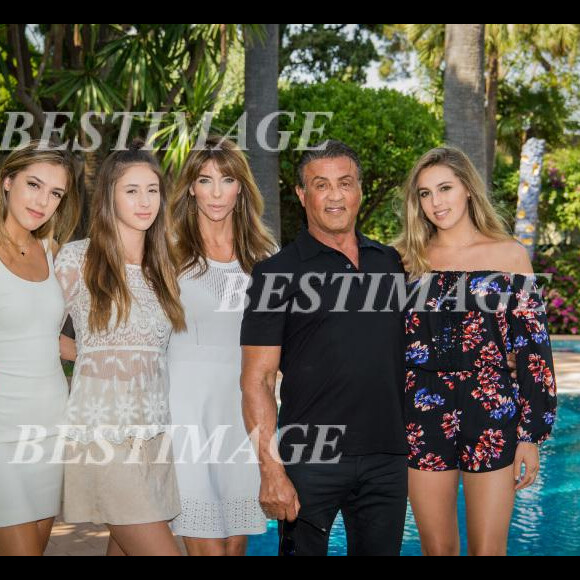 Exclusif - Prix spécial - No Tabloids - No Web No Blog - Sylvester Stallone avec sa femme Jennifer Flavin et ses filles Sistine, Scarlet et Sophia - Sylvester Stallone a été reçu en famille par le prince Albert II de Monaco pour souffler ses 70 bougies au palais princier à Monaco le 8 juillet 2016. Le prince Albert de Monaco a offert à Sylvester Stallone une photo collector de sa mère la princesse Grace de Monaco. Sylvester Stallone a eu 70 ans le 6 juillet. © Gaetan Luci / Palais Princier / Pool restreint Monaco / Bestimage  Exclusive - NO TABLOIDS - NO WEB NO BLOG - For Germany call for price - Sylvester Stallone was received with his wife Jennifer Flavin and daughters Sistine, Scarlet, Sophia by prince Albert II of Monaco to celebrate its 70th birthday at the Princely Palace in Monaco on July 8, 2016. Prince Albert of Monaco has offered to Sylvester Stallone a picture collector of his mother princess Grace of Monaco. Sylvester Stallone turned 70 on 6 July. © Gaetan Luci / Palais Princier / Pool restreint Monaco / Bestimage08/07/2016 - 