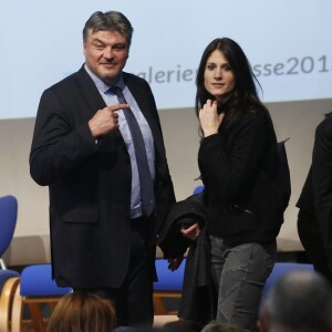 Exclusif - David Douillet et Vanessa, sa compagne lors d'une réunion publique Les Républicains, espace Gérard Philippe à Sartrouville, le 27 octobre 2015, dans le cadre de la campagne pour les élections régionales en Ile de France de Valérie Pécresse. © Alain Guizard / Bestimage