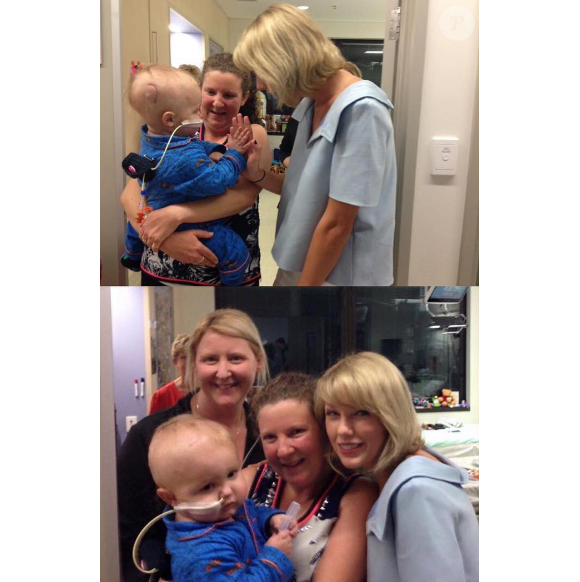 Taylor Swift rend visite aux jeunes malades de l'hôpital pour enfants Lady Cilento de Brisbane en Australie, le 12 juillet 2016