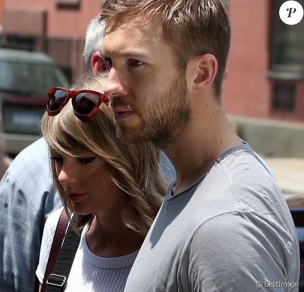 Taylor Swift et son petit-ami Calvin Harris sortent d'un restaurant à New York, le 28 mai 2015