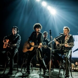 Exclusif - Robin Le Mesurier, Yarol Poupaud et Maxim Nucci - Johnny Hallyday en concert à Amnéville. Le 18 novembre 2015 © Andred / Bestimage