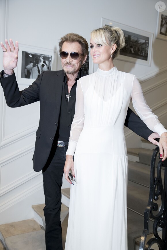 Johnny Hallyday et sa femme Laeticia Hallyday au défilé Christian Dior haute houture automne-hiver 2016-2017 à Paris. Le 4 juillet 2016 © Olivier Borde / Bestimage