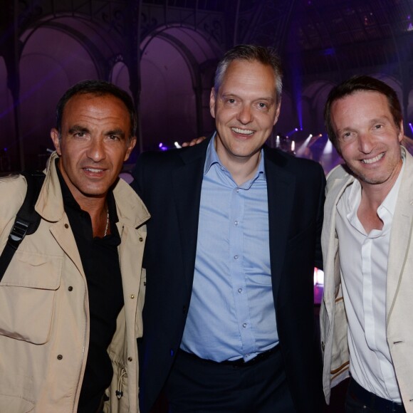 Exclusif - Nikos Aliagas, Marc Langenbrinck (Président directeur general de Mercedes-Benz France) et Stéphane Rotenberg - Exposition Mercedes-Benz "Les Belles Etoiles " au Grand Palais à Paris, France, le 12 juillet 2016. © Rachid Bellak/Bestimage