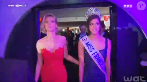 Iris Mittenaere (Miss France 2016) et Sylvie Tellier, le soir d'élection ! Décembre 2015.