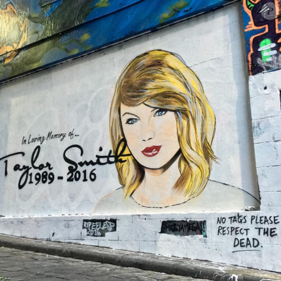 L'artiste Lushux a réalisé l'épitaphe de Taylor Swift sur un mur de Brisbane. Photo publiée sur Instagram, le 19 juillet 2016