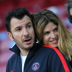 Michael Youn et Isabelle Funaro - Match de Ligue des Champions Barcelone - Paris St Germain au Camp Nou à  Barcelone en Espagne le 10 avril 2013.