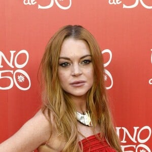 Lindsay Lohan assiste à la soirée anniversaire de la marque de bijoux "UNOde50" à Madrid. Le 9 juin 2016