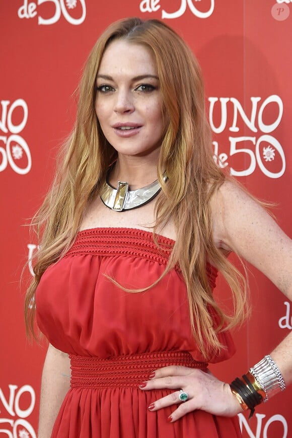 Lindsay Lohan lors d'un événement promotionnel de "Uno de 50" marque de bijoux à Madrid, le 9 juin 2016.